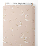 Tissu - Lunes et feuillages beige
