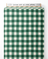 Tissu - Carreaux verts sur crème uniforme
