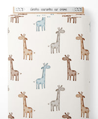 Tissu - Girafes souriantes sur crème