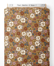 Tissu - Fleurs blanches et bleues 2