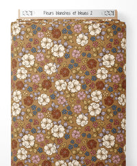 Tissu - Fleurs blanches et bleues 2