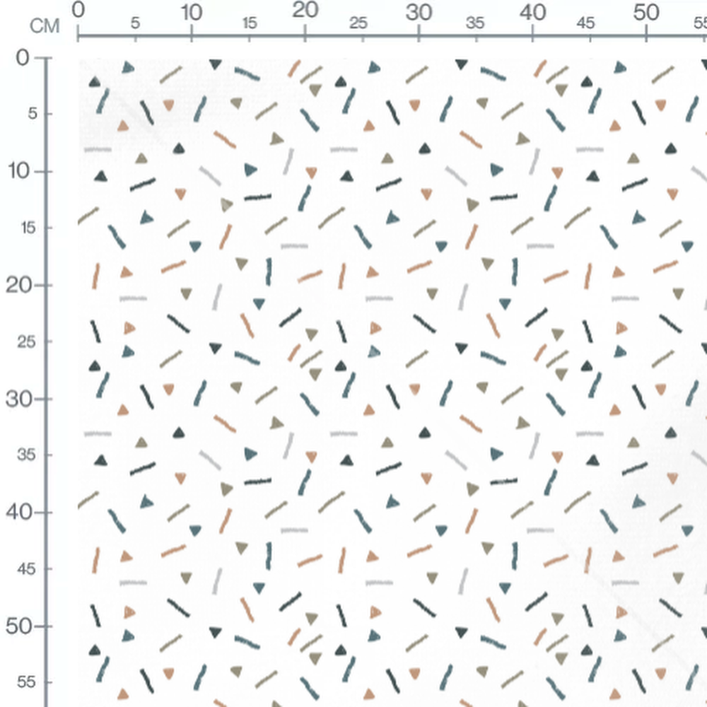 Tissu - Triangles et traits colorés