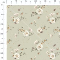 Tissu - Roses et papillons beiges