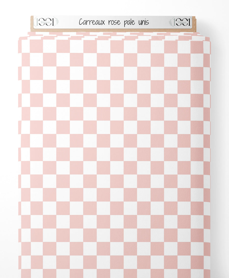 Tissu - Carreaux rose pâle unis