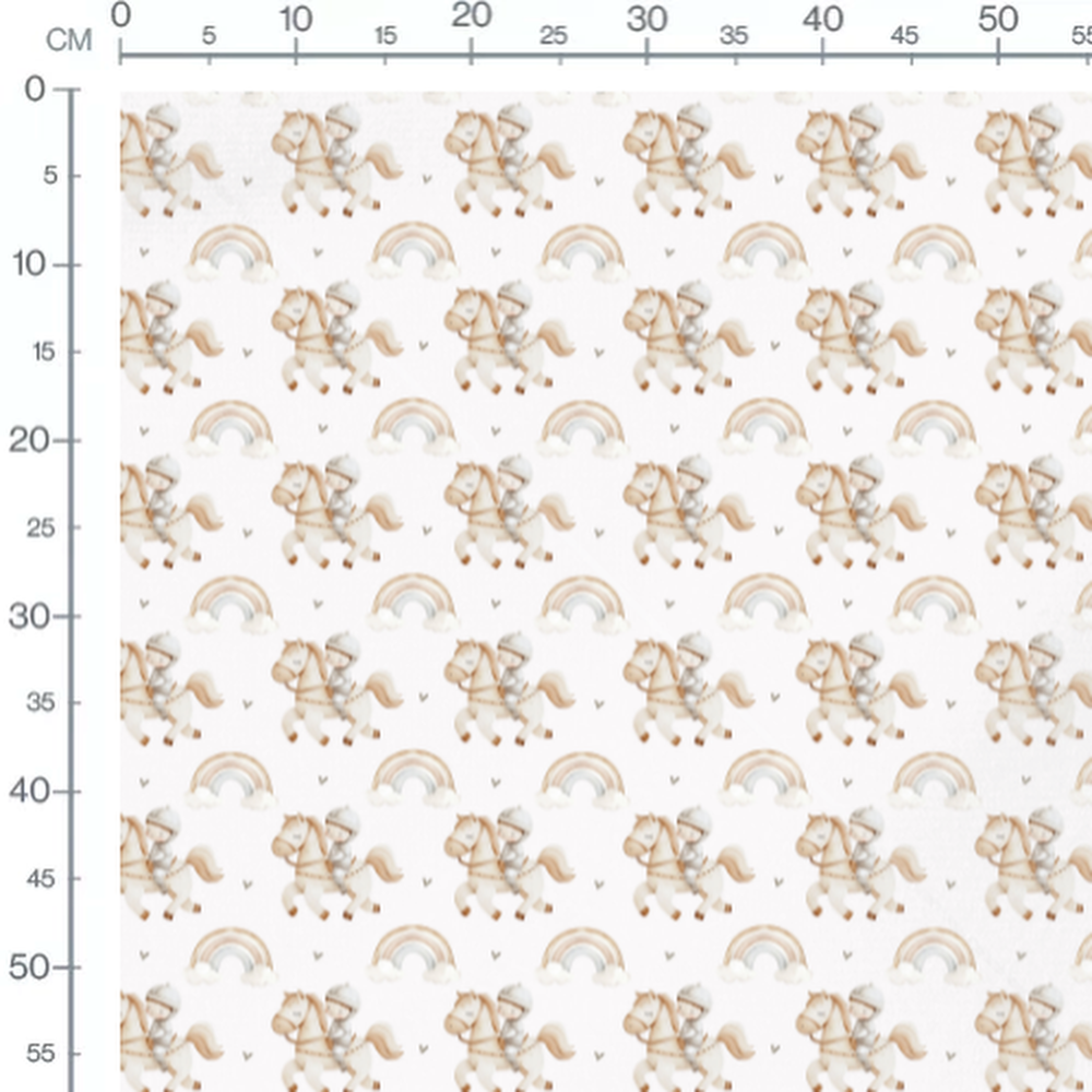 Tissu - Chevaliers sur chevaux pastel