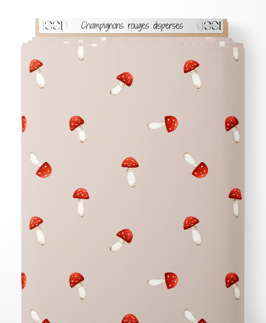 Tissu - Champignons rouges dispersés