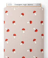 Tissu - Champignons rouges dispersés