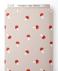 Tissu - Champignons rouges dispersés