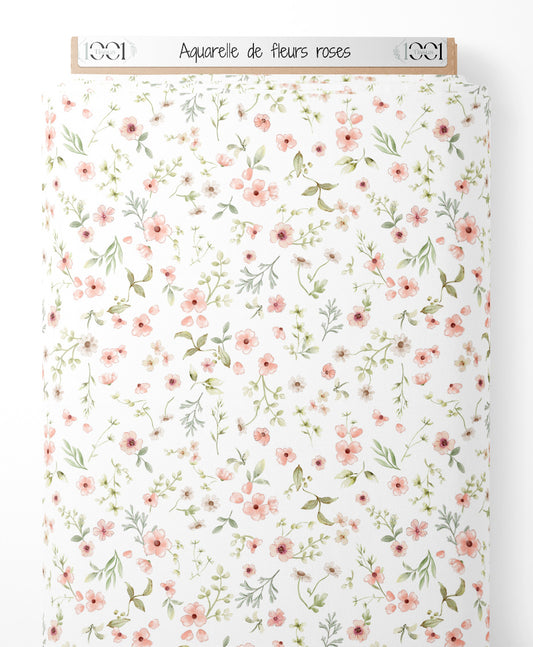 Tissu - Aquarelle de fleurs roses