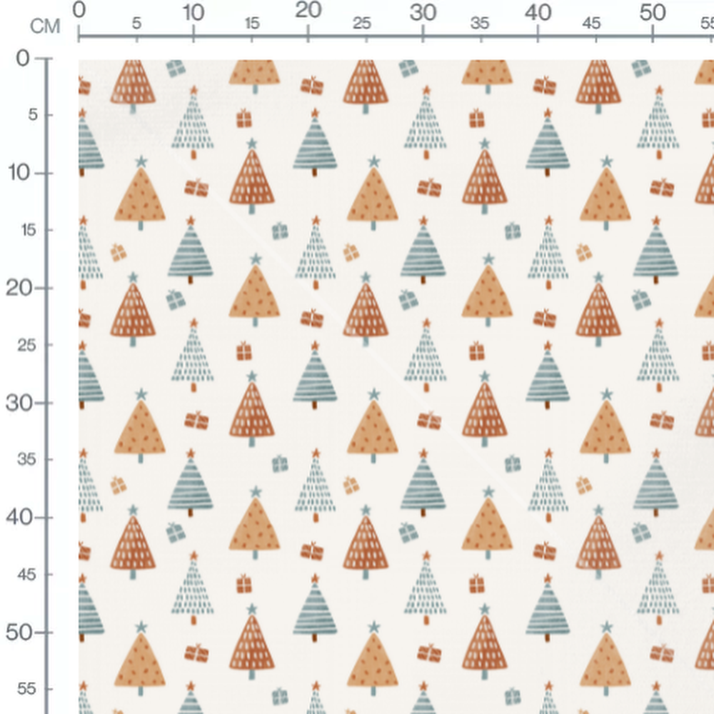 Tissu - Sapin marron et bleu festif