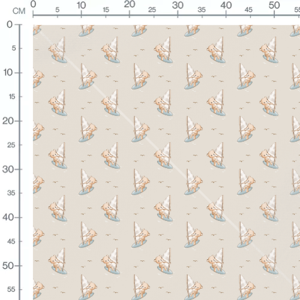 Tissu - Oursons marron clair en mer