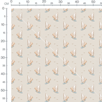 Tissu - Oursons marron clair en mer