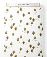 Tissu - Petits arbres verts