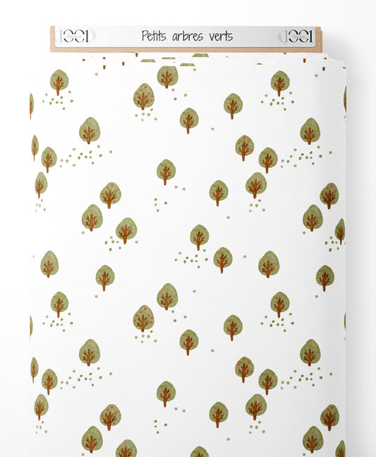 Tissu - Petits arbres verts
