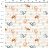 Tissu - Méduses et étoiles rayées