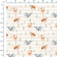 Tissu - Méduses et étoiles rayées