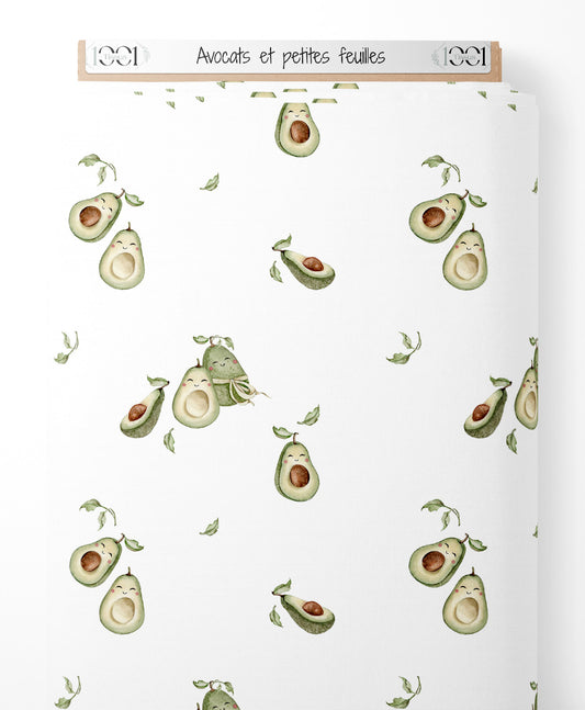 Tissu - Avocats et petites feuilles