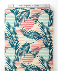 Tissu - Feuilles tropicales et cercles