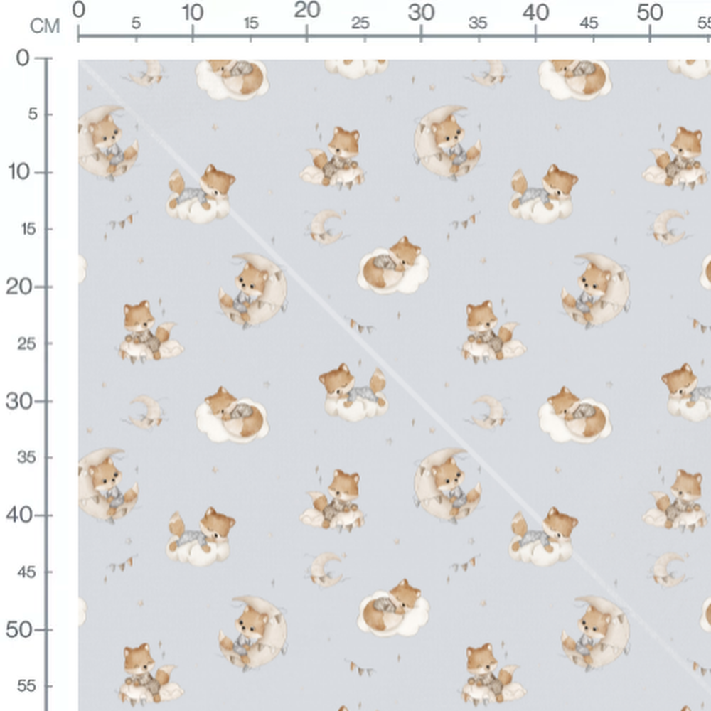 Tissu - Renards sur fond bleu clair