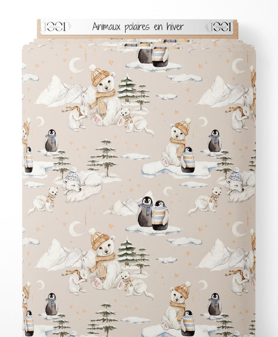 Tissu - Animaux polaires en hiver