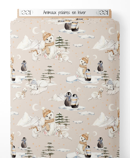 Tissu - Animaux polaires en hiver