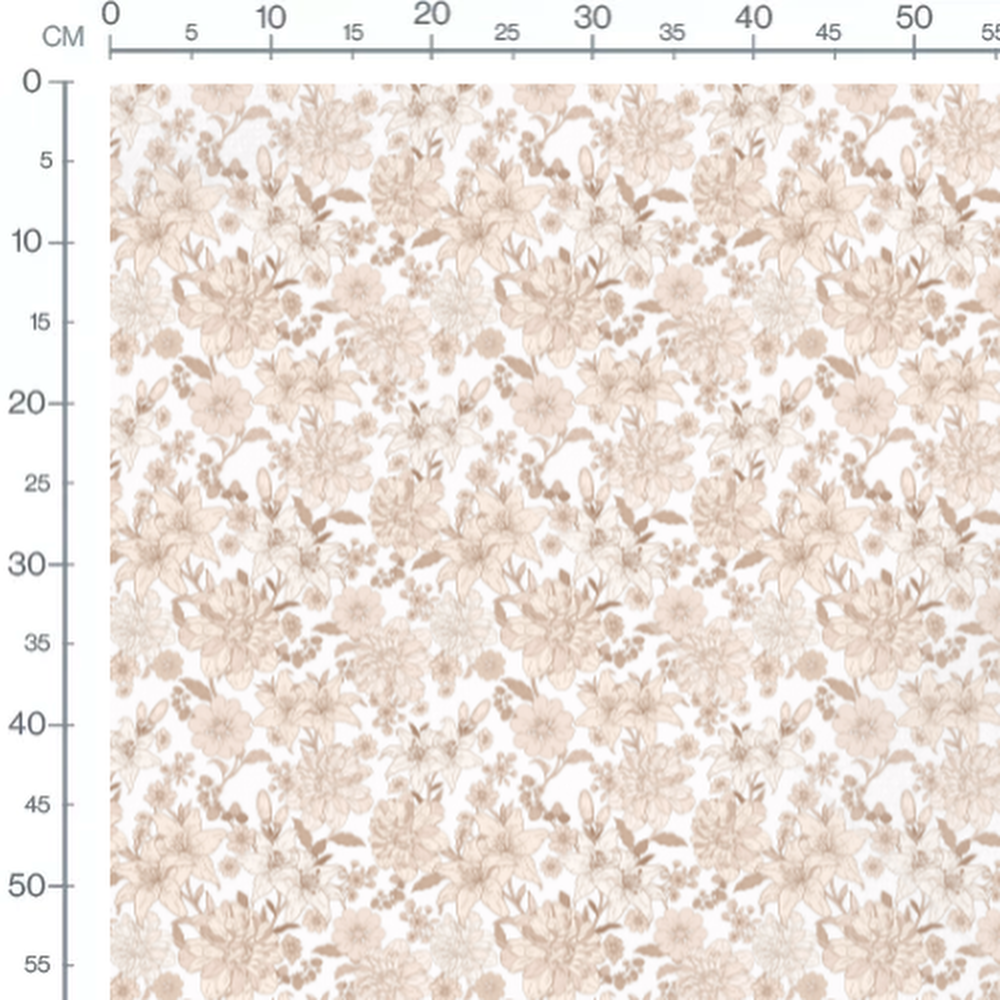 Tissu - Fleurs détaillées en beige