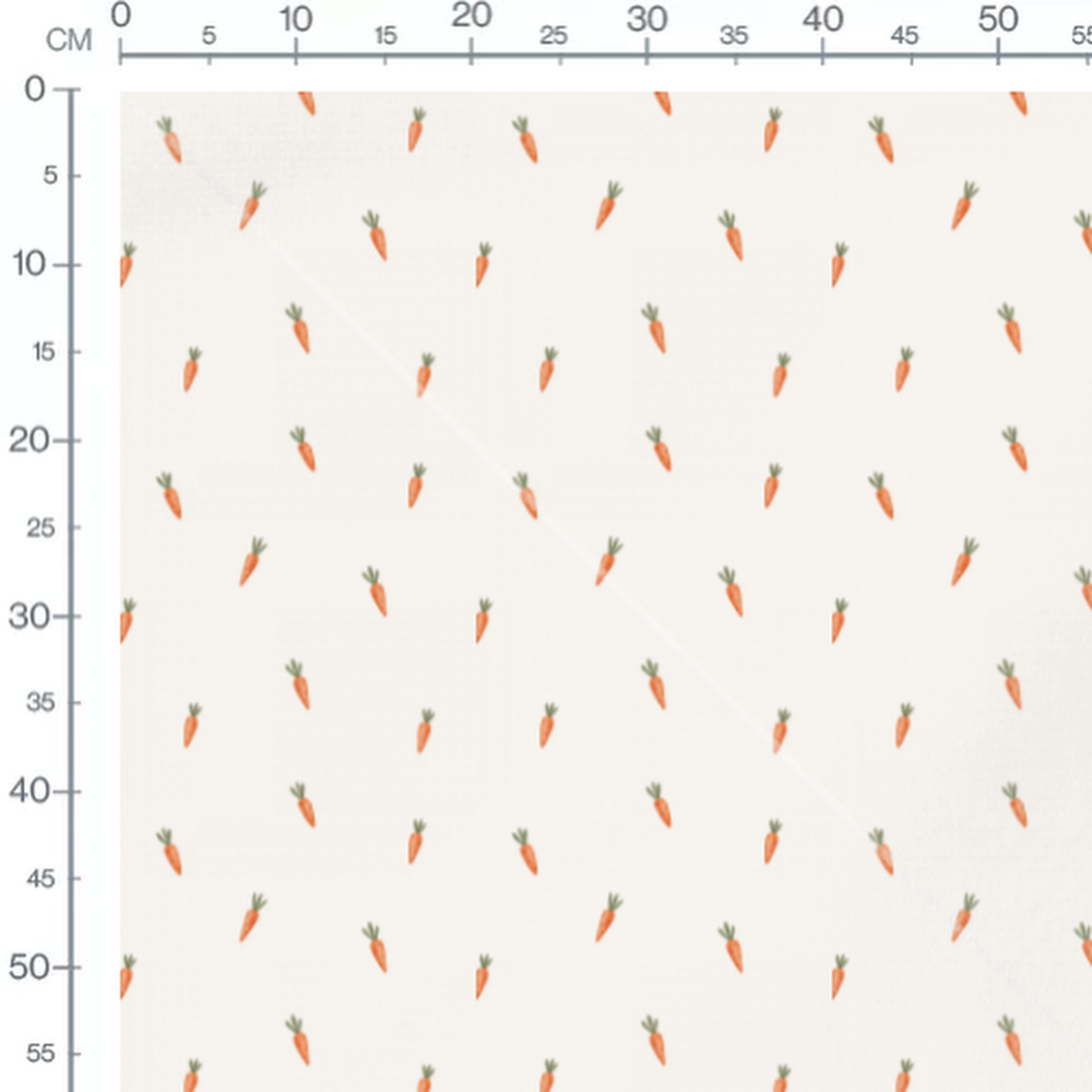 Tissu - Carottes sur fond crème