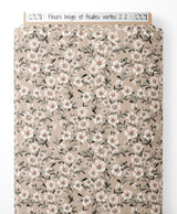 Tissu - Fleurs beige et feuilles vertes 2 2