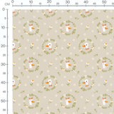 Tissu - Canards et fleurs sur fond beige