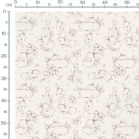 Tissu - Lapins et souris sur crème