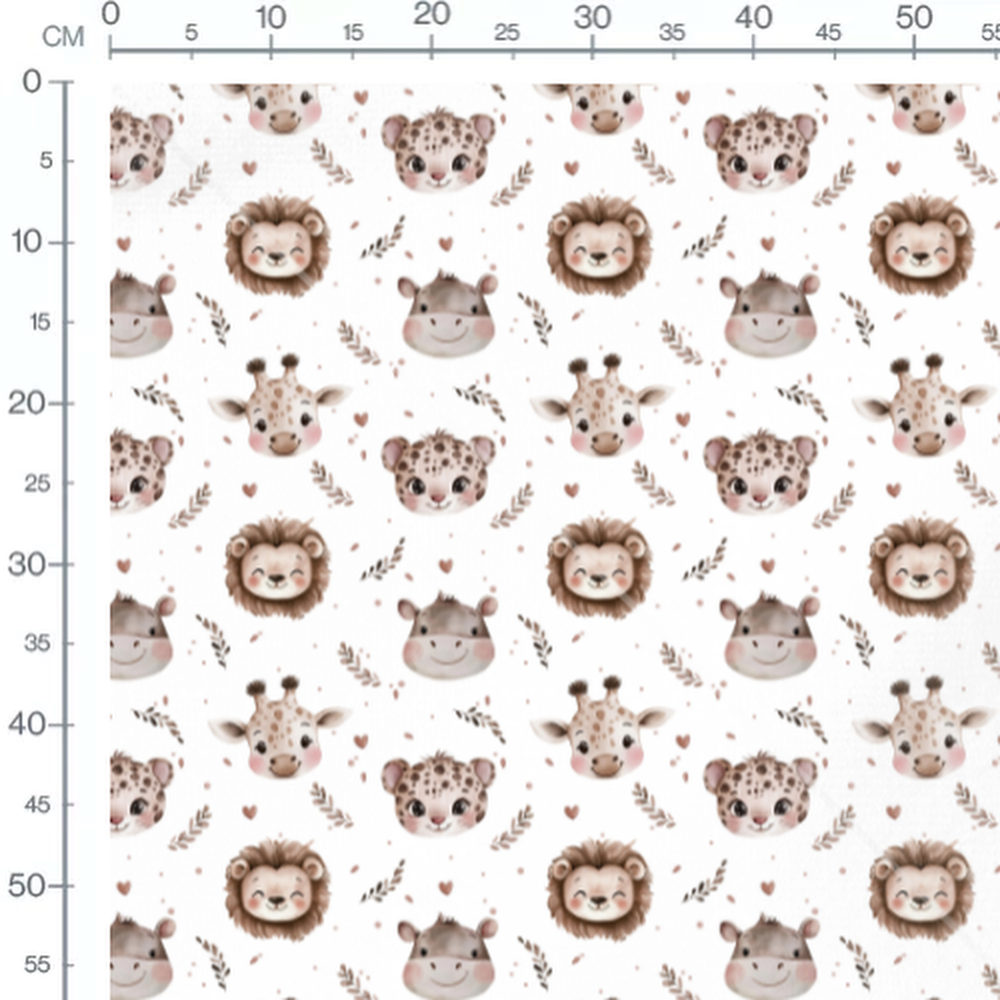 Tissu - Animaux joyeux sur fond blanc