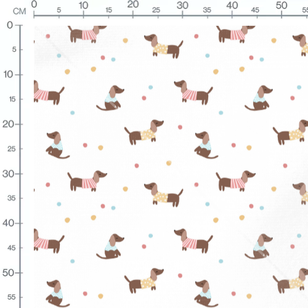 Tissu - Chiens avec pulls colorés