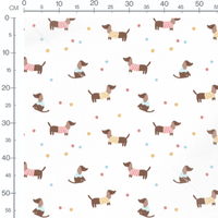 Tissu - Chiens avec pulls colorés