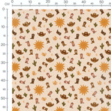 Tissu - Éléments western sur fond beige