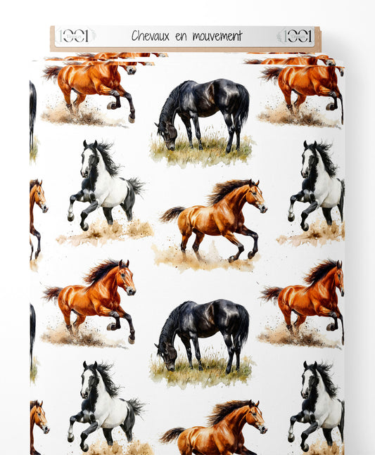 Tissu - Chevaux en mouvement