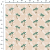 Tissu - Palmiers verts sur fond beige