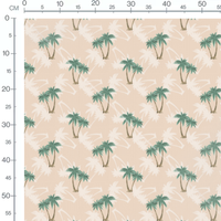 Tissu - Palmiers verts sur fond beige
