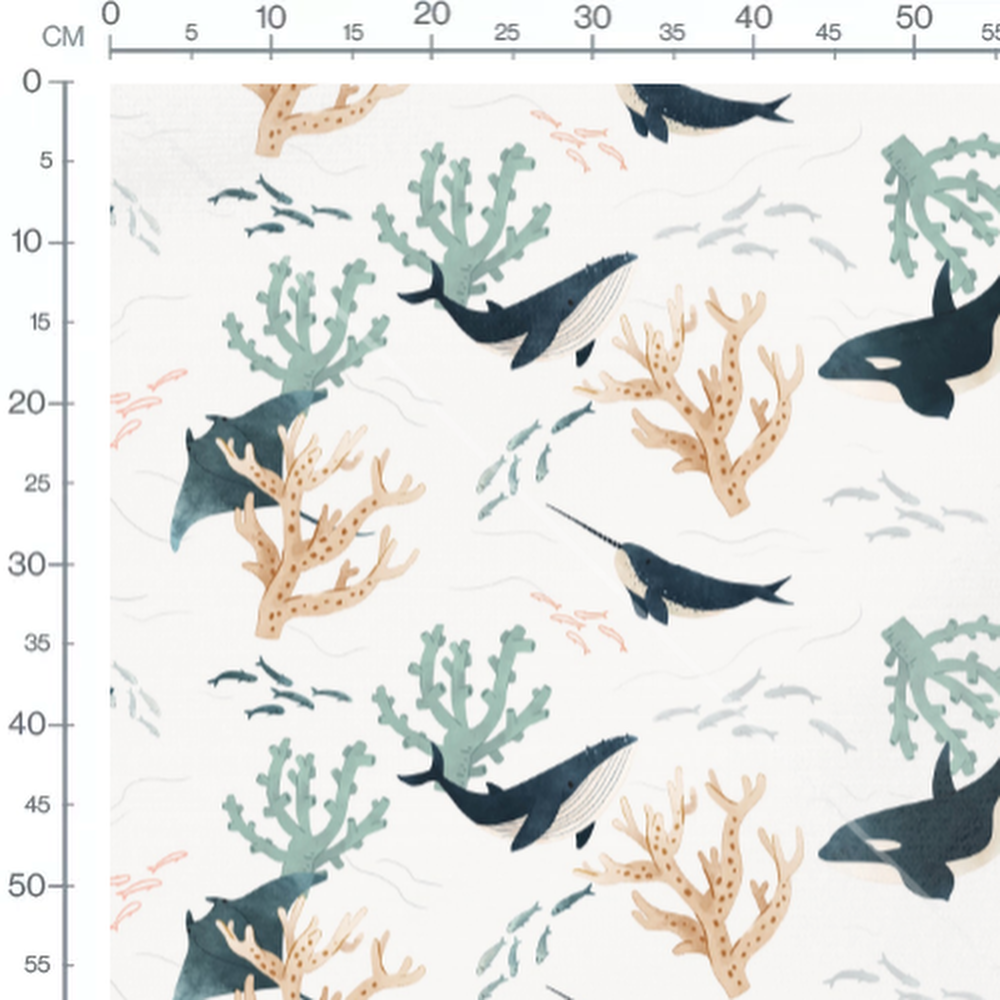 Tissu - Baleines et coraux aquatiques