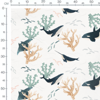 Tissu - Baleines et coraux aquatiques