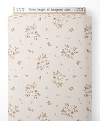 Tissu - Roses beiges et bourgeons clairs