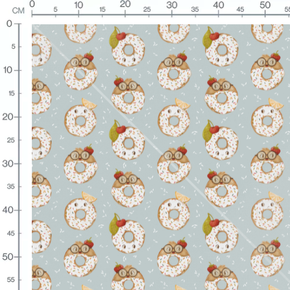 Tissu - Donuts aux fruits et lunettes