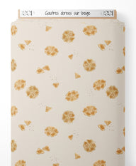 Tissu - Gaufres dorées sur beige