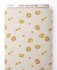 Tissu - Gaufres dorées sur beige