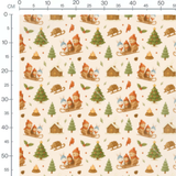 Tissu - Animaux festifs en luge crème