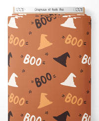 Tissu - Chapeaux et texte Boo