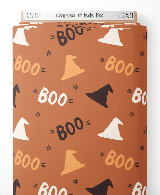 Tissu - Chapeaux et texte Boo