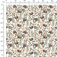 Tissu - Escargots et feuilles vertes