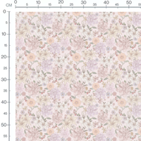 Tissu - Fleurs pastel et baies rouges