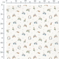 Tissu - Manettes vives sur fond blanc