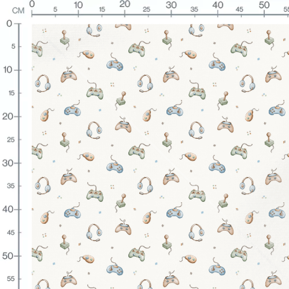 Tissu - Manettes vives sur fond blanc